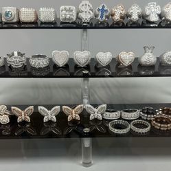 💎Real solid 925 silver 18k white gold vvs lab made moissanite diamond custom Rings 💎