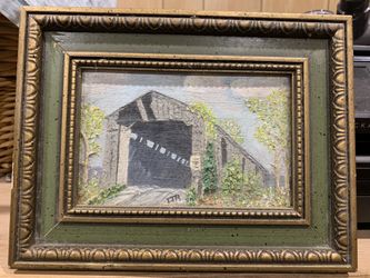 Indiana Artist Oil Covered Bridge Painting