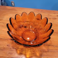 Vintage Indiana Glass Amberina 10” Lotus Flower Serving Salad Bowl