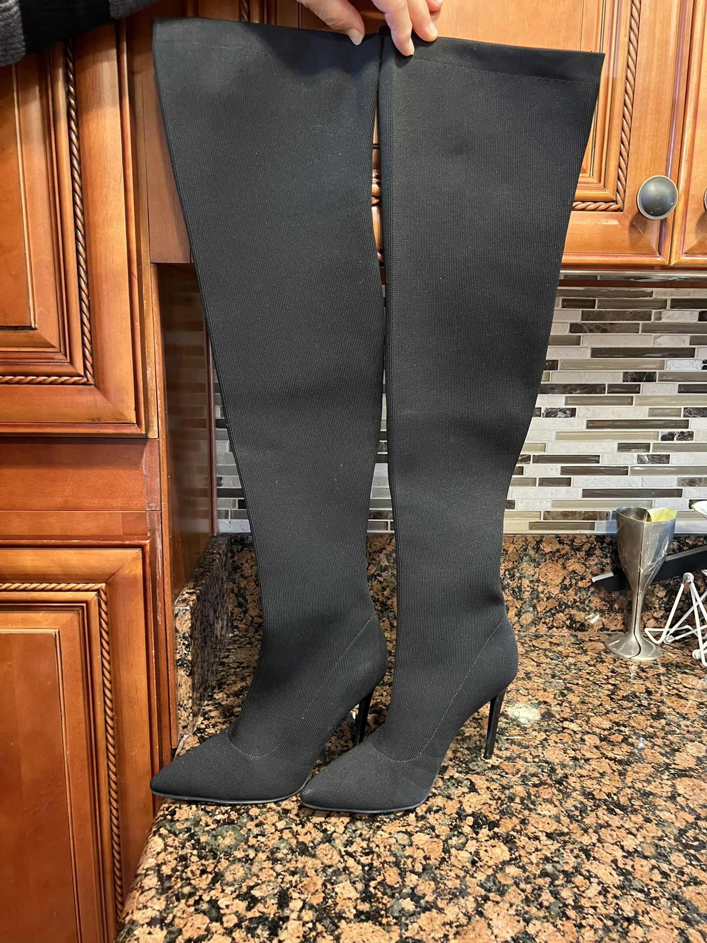 Kendall + Kylie Anabel II Thigh High Stretch Boots.