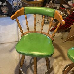 Chartreuse Leather Bar Stools 