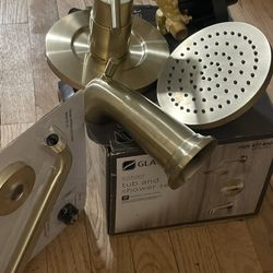 bathroom shower gold faucet