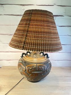 MCM Tiki Mayan Salish Style Pottery Lamp