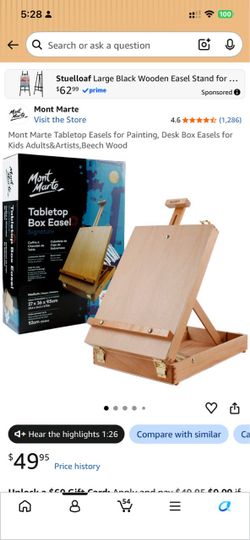 Mont Marte Tabletop Box Easel Beech Wood