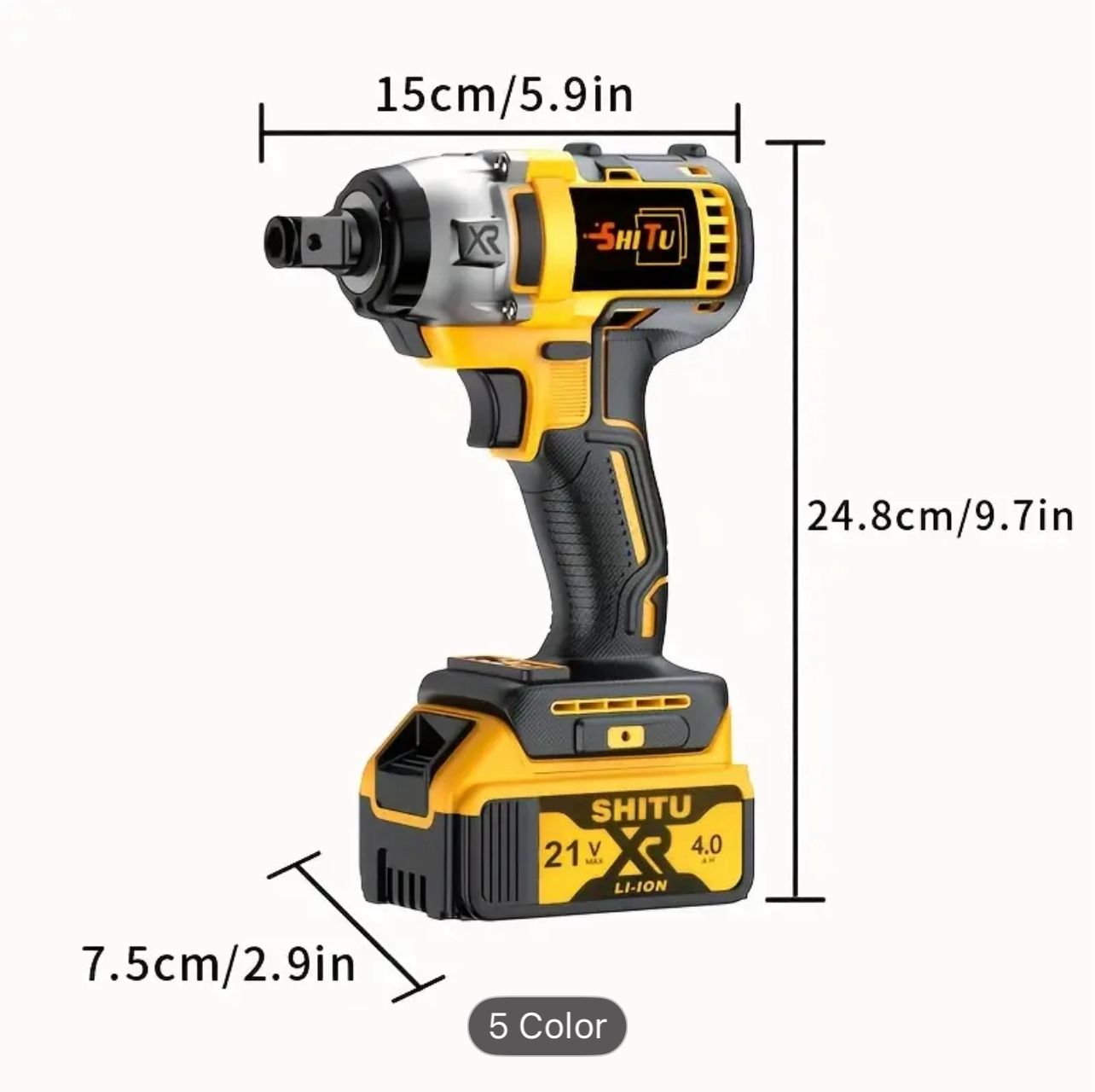 Cordless impact wrench set 21V impact , includes lithium battery, charger, 
