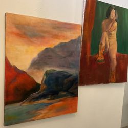 Original Oils & Canvas — 22” X 28” — Mountains Or Nude