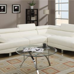 Brand New White Leather Modern Style Sectional Sofa