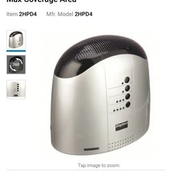 DAYTON Portable Air Cleaner: lonization/Particulate Filtration, 322 sq ft Max Coverage Area