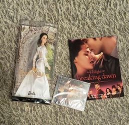 Breaking Dawn Twilight Barbie, soundtrack CD, and book