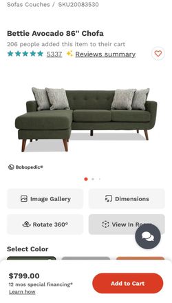 Bobopedic Bettie Avocado 86" Sectional Sofa