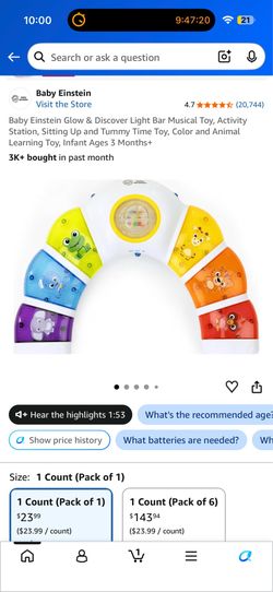 New Baby Einstein Glow & Discover Light Bar Toy