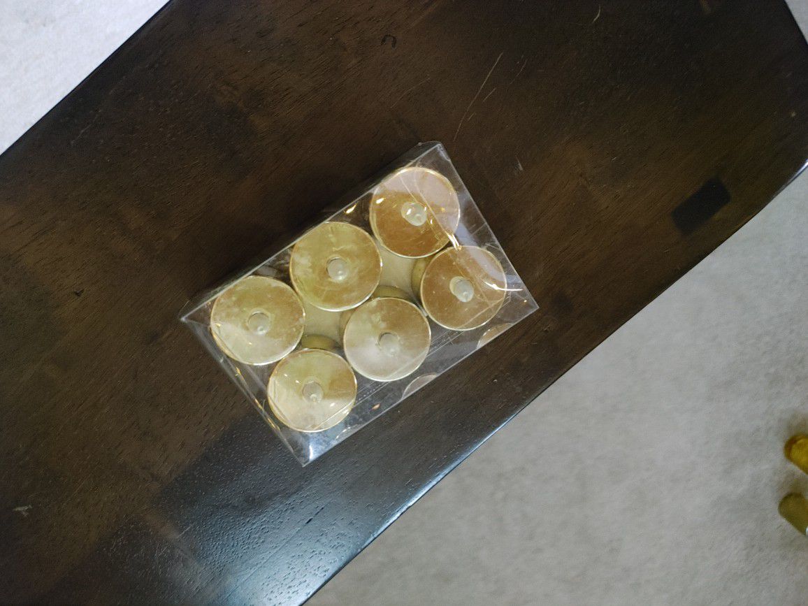Gold And Glass Votives (21 Total) And 12 Battery Powered Tea Lights 