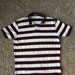 Ralph Lauren Striped Short-Sleeve Polo, Men’s, Maroon, 100% Cotton