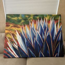  Large Original Modern Agave Painting – 36 x 48 – Statement Wall Art
