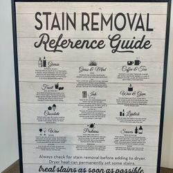 Laundry Room Sign - Stain Removal Reference Guide Typography