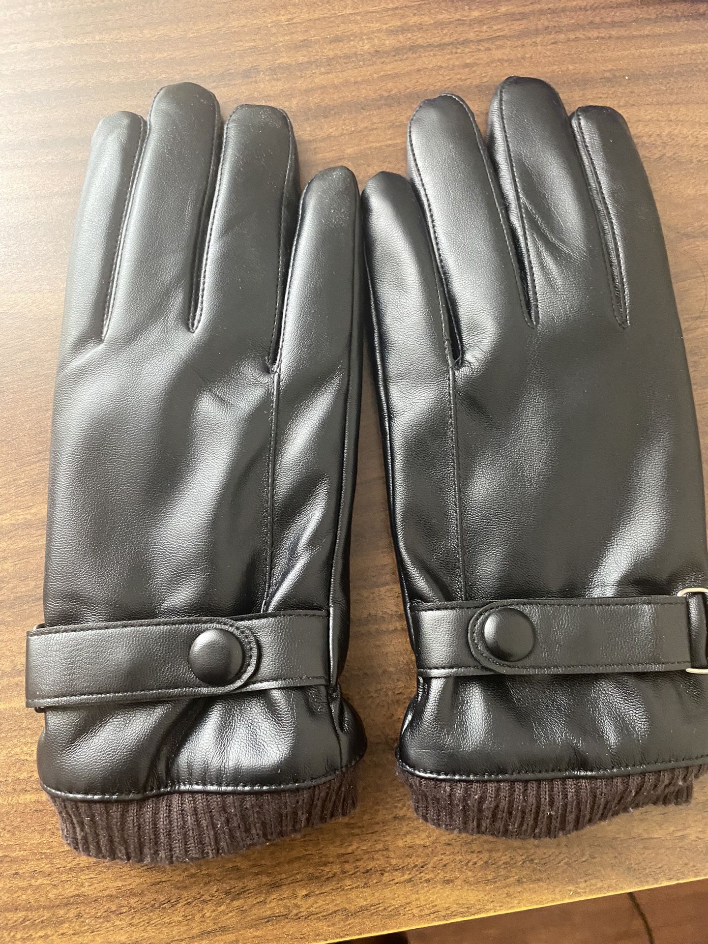 Black Leather Fur Gloves