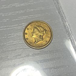 1851 1 Dollar Gold Piece In Amazing Condition. 