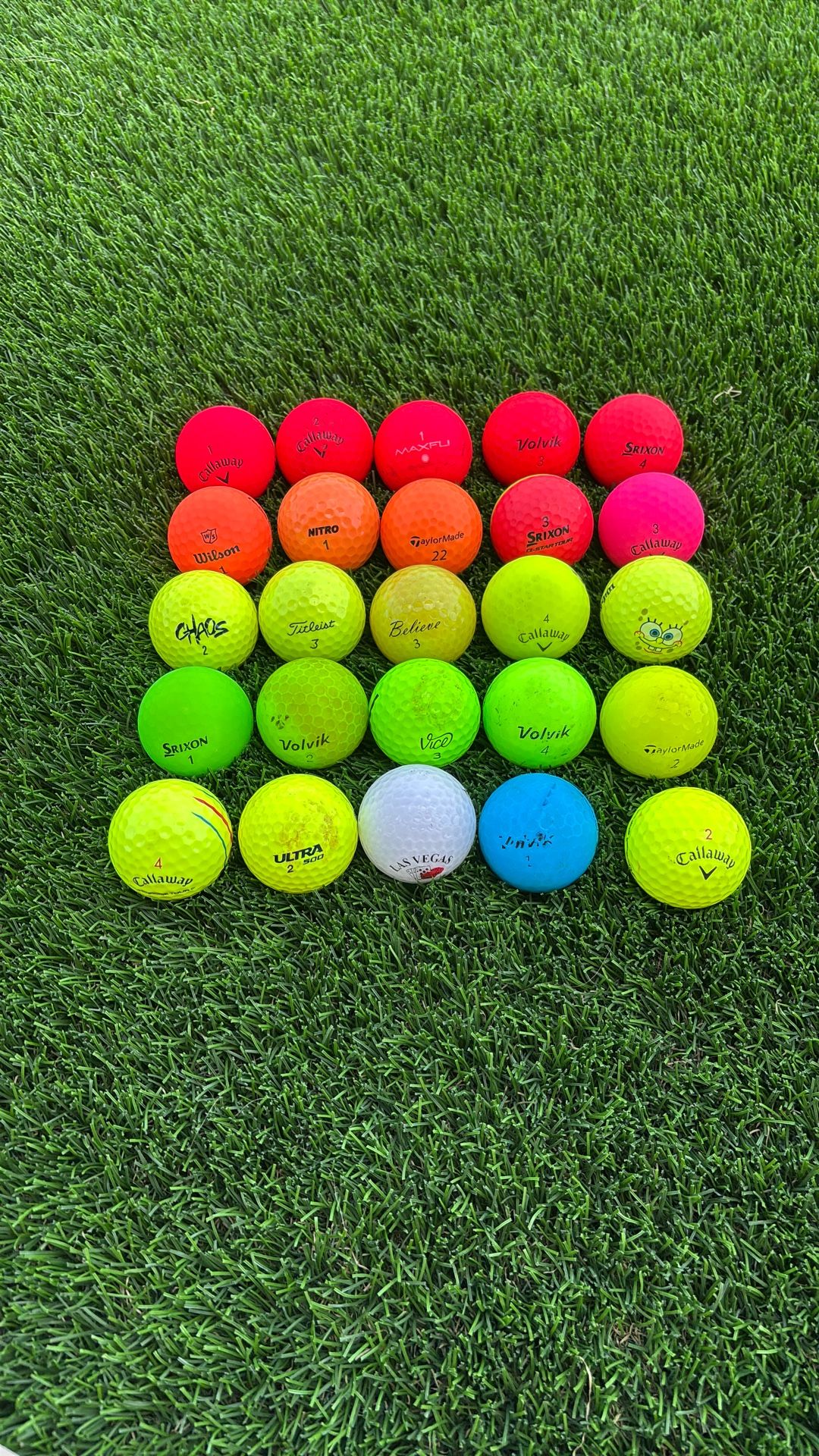 25 Colorful Golf balls! Great For Kids Or To Easily Spot Your Ball!