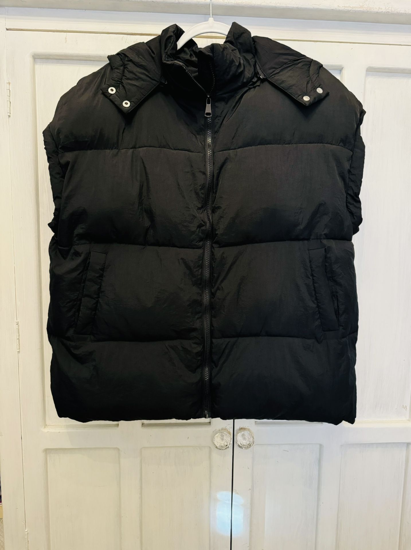 Oversized Ladies Puffer Vest With Hood