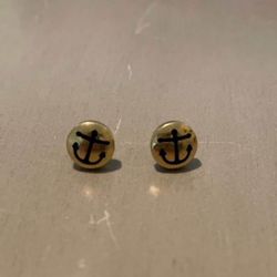 Alex and Ani Gold Anchor Earrings