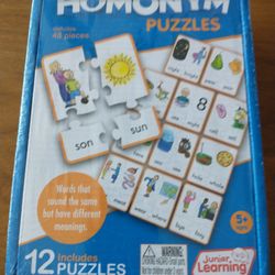 48 piece homonym word game teaching/educational puzzle