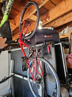 Red Road Bike with Blue Accent Wheels