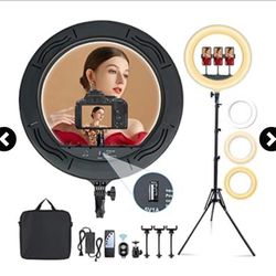 MOUNTDOG 18" Ring Light Kit 55W Bluetooth LED Ringlight Lighting with Tripod Stand Dimmable 3200K/5500K YouTube Circle Lighting Ringlights for Makeup 