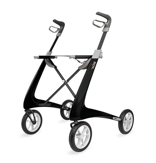 byACRE Carbon Ultralight Rollator Walker with Organizer Bag, Wide Track, 18.5" x 24" Seat (W x H), Black#4075TUP1