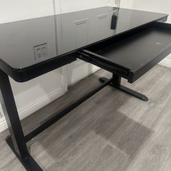  Glass Top Desk With Drawer And Monitor stand