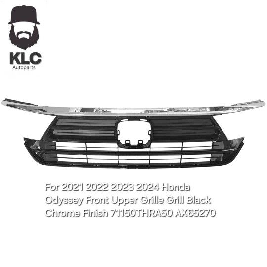 For 2021 2022 2023 2024 Honda Odyssey Front Upper Grille Grill Black Chrome Finish 71150THRA50 AX65270