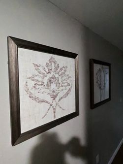 Large Framed Leaf Print Wall Art