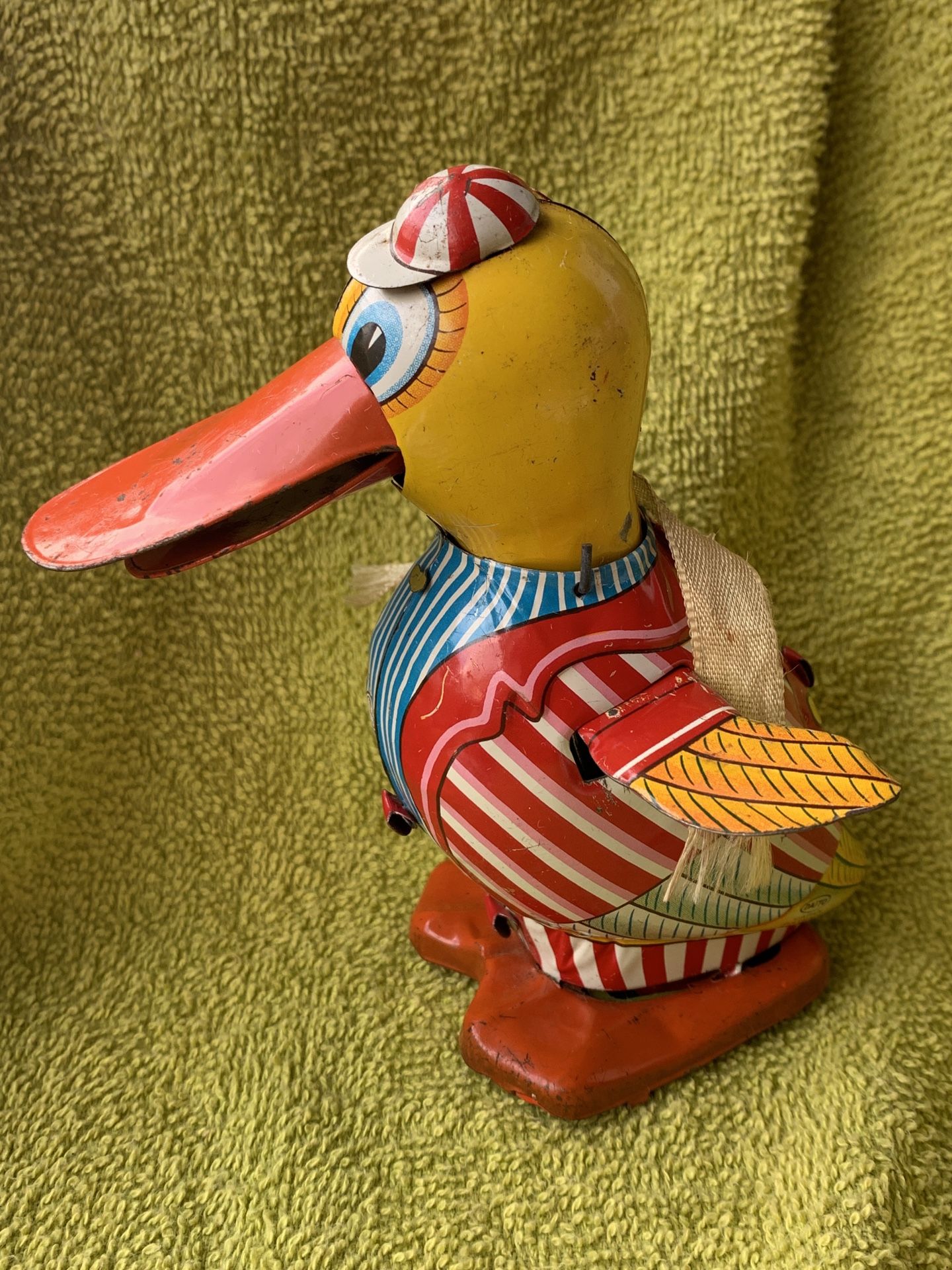 Rare 1940s Daito Tin Litho Friction Toy Duck Japan Nice Bright Colors