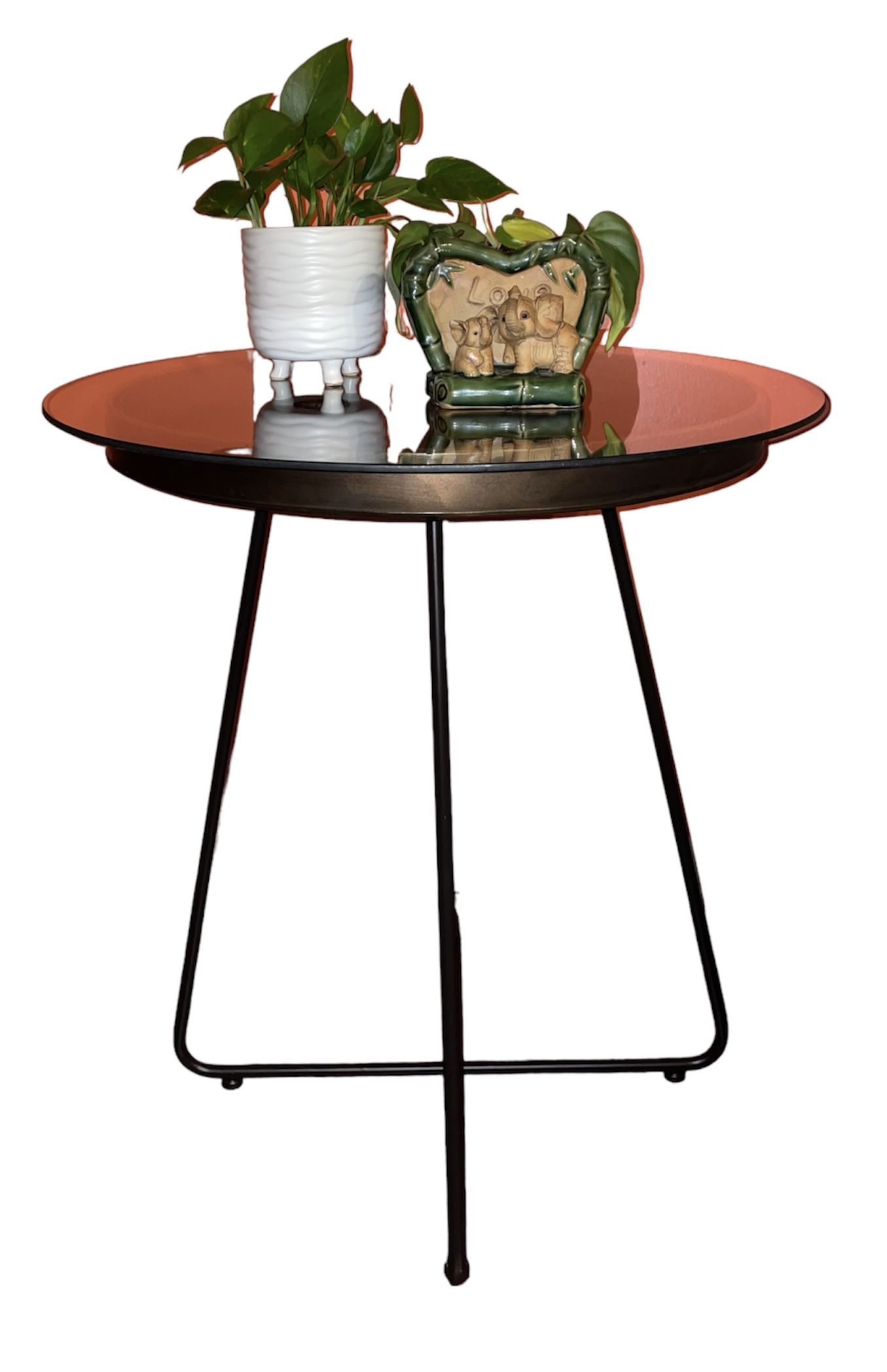 Metal Tray End Table With Glass