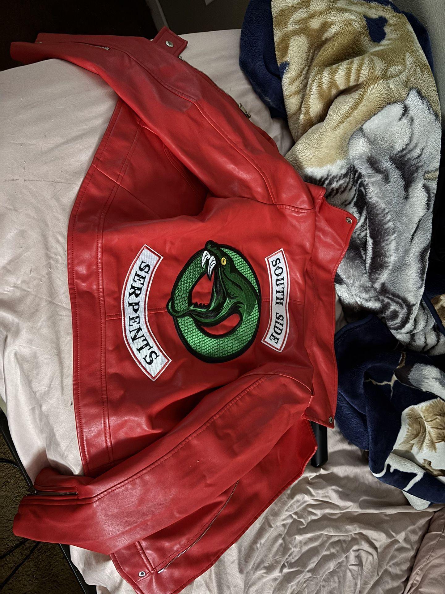 red leather jacket