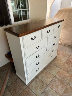 White Farmhouse Dresser with Wood Top