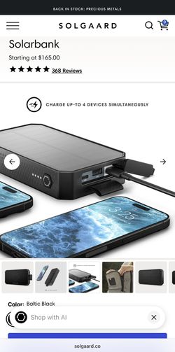 Solgaard Solarbank rechargeable battery pack for USB-A and USB-C