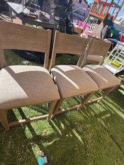 Set of 4 Wood Dining Chairs with Upholstered Seats