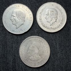 3 Mexican Silver Coins