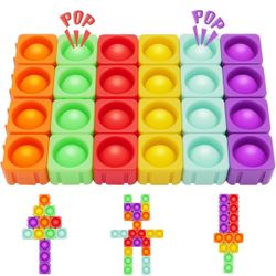 Big Cube Fidget Building Blocks Push Popper Bubble Austim Toys Puzzle 108pcs Set