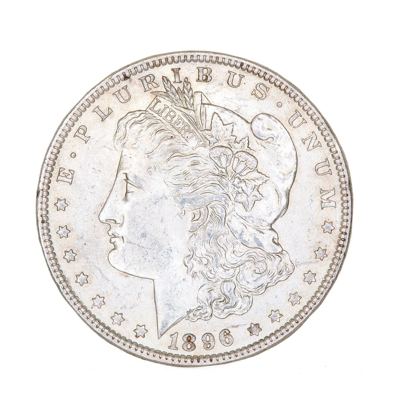 1896 AU58 US Silver Morgan Dollar Philadelphia Mint