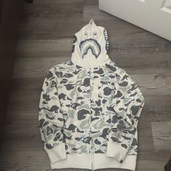 BAPE Space Camo Shark Full Zip Hoodie White