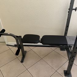 Gold’s Gym Brand Bench With Barbell Rack And Legs Extension 