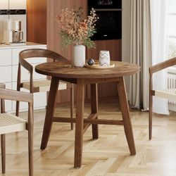100 % real Solid Wood Round Dining Table, 31.5" Farmhouse Kitchen Table for 2-4