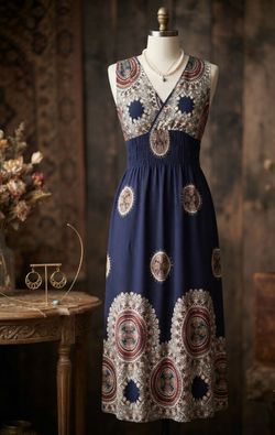 Bohemian V-Neck  Summer Dress - Small