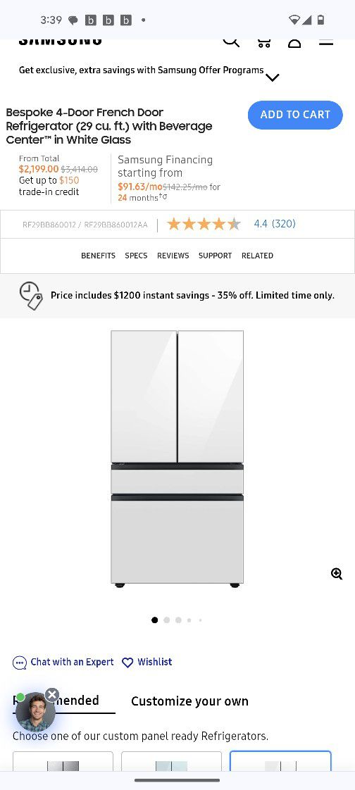 Samsung Bespoke 4 Door Panel White Color