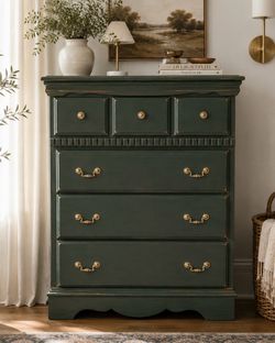 Awesome Shabby Distressed green and gold dresser