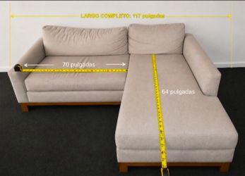 Beige Fabric L-Shaped Sectional Sofa