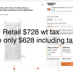 Read More DescriptiHi everyone we have this shower new in box come in save money and taxes we have different sizes  Also we have vanity’s and flooring
