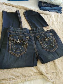 True Religion Ricky Dark Blue Relaxed Straight Fit Jeans Waist 44