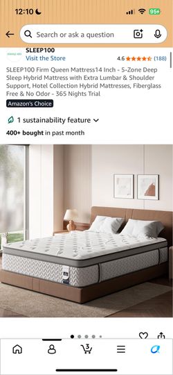 Queen 14-inch SLEEP100 Hybrid Firm Mattress in like-new condition